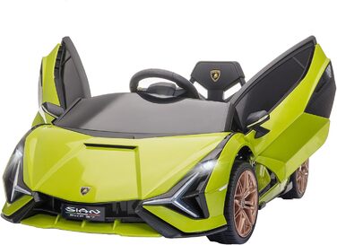 Електромобіль для дітей Lamborghini SIAN 12V, з пультом, музика, світло, металевий, зелений, 108x62x40 см, 37-60 місяців, HOMCOM