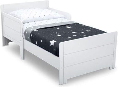 Дерев'яне дитяче ліжко URBNLIVING з бічною захисною перегородкою, для дівчаток та хлопчиків, в стилі Junior, білий колір