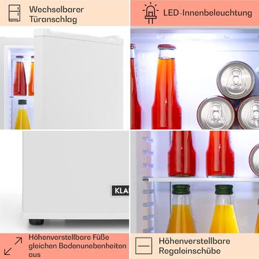 Холодильник Klarstein, міні-холодильник для напоїв, 46 л, з морозильною камерою, тихий, для догляду за шкірою, для кемпінгу, для офісу, 0-10°C
