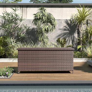 Водонепроникний садовий ящик-бокс UDPATIO з колесами 480л (138x61 см), коричневий - для саду, балкону, зберігання