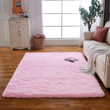 Килим з високим ворсом килим строкатий волохатий килим килим з високим ворсом м'який м'який килим для молодіжної кімнати гарний килим(90*160 см) (60 х 120 см, рожевий)