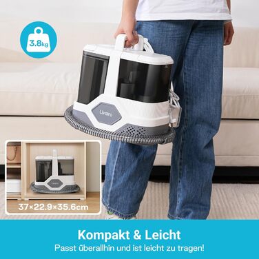 Апарат для чищення м'яких меблів та килимів: потужний волого-пилосос 600W з самоочищенням, об'єм бака 2.3л, 16KPa, для диванів, килимів та меблів.