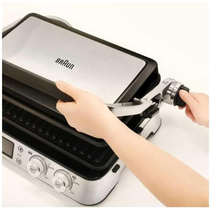 Контактний гриль Braun MultiGrill 9 Pro CG 9167 з 6 наборами пластин (гриль, плоскі, вафельні) та датчиком температури