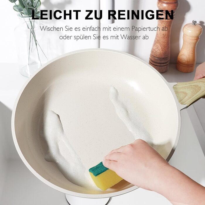 Набір посуду GipP 22 шт. з керамічним покриттям, антипригарний, для миття в посудомийній машині, без PFAS, білий