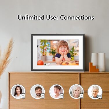 Цифровий фоторамка Frameo з Wi-Fi, 10.1 дюйма, 32GB, сенсорний екран, автоповорот, чорний