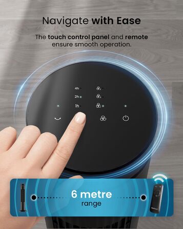 Осцилюючий турмовентилятор Pro Breeze 76,2 см, 60 Вт, з пультом, таймером 7,5 год, 3 режими, для дому та офісу, чорний