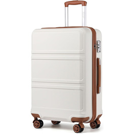 KONO Чемодан-Тролей 55 см, Кремовий Білий | Валіза для подорожей