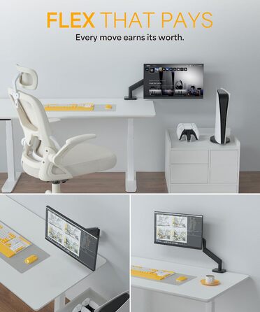 Кріплення для двох моніторів Neatzon, 13–32 дюйми, до 10 кг на кріплення, регулювання висоти, VESA 75x75 / 100x100, менеджмент кабелів, NZ-ARM-04