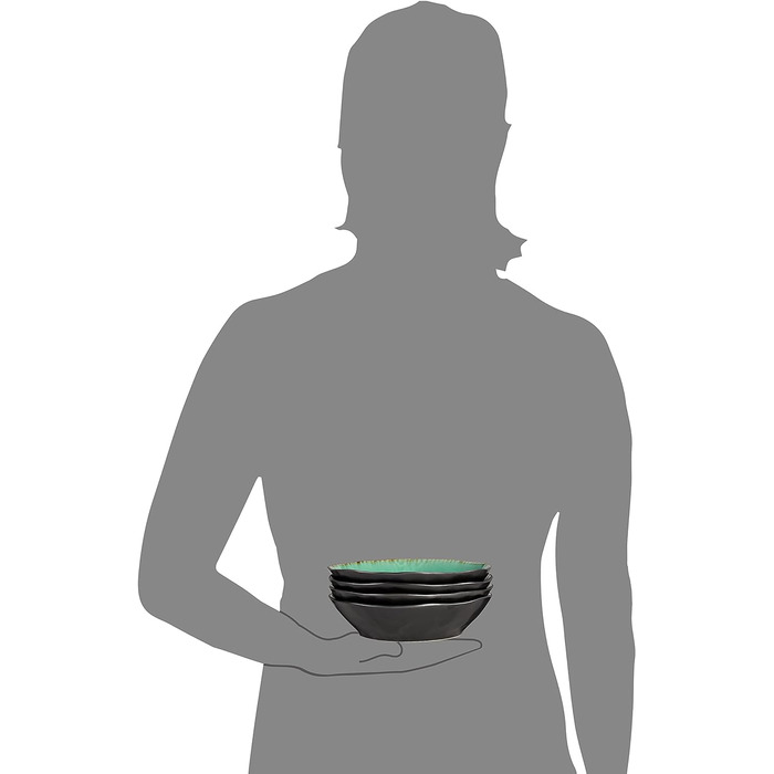Singer Palm Beach Порцеляновий набір мисок для макаронних виробів 4шт Миска з унікальним дизайном Розширювана 1200 мл (4шт миска для супу)