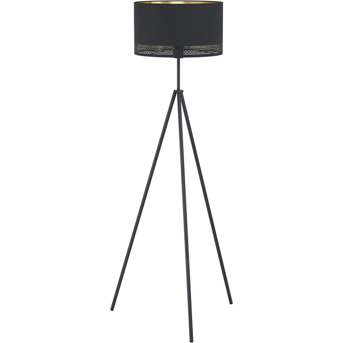 Підвісний світильник EGLO Esteperra, підвісний світильник на 4 полум'я вінтажний, ретро, підвісний світильник зі сталі та текстилю чорного кольору, золото, лампа для обіднього столу, світильник для вітальні з цоколем E27, L 94 см (торшер)