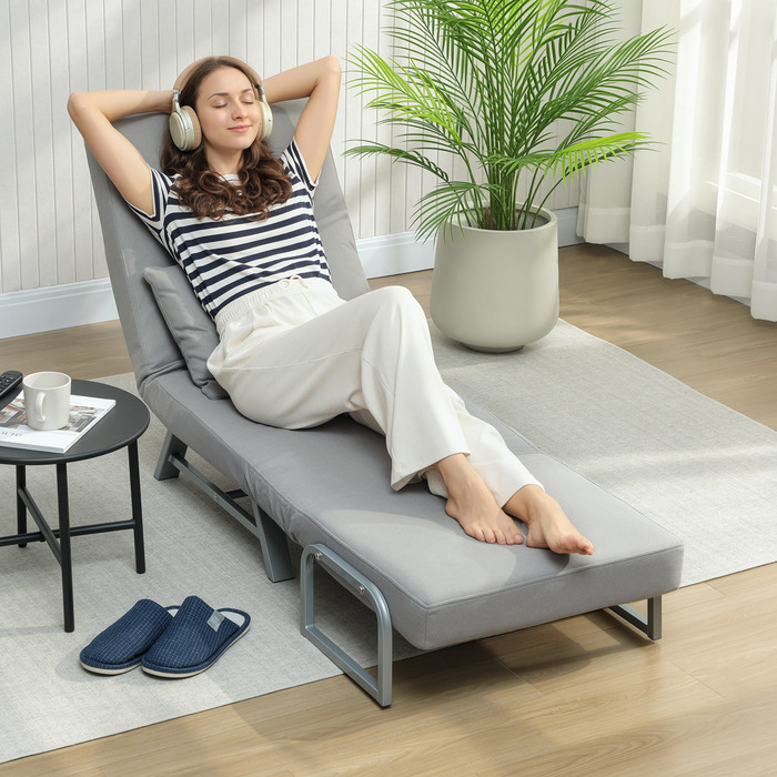 Крісло-ліжко, м'яке крісло, трансформується в гостьове ліжко, ергономічне, світло-сіре