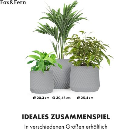 Квітчар Fox & Fern Großer: великий горщик для квітів з полістиролу (30,5 см) з 3D-текстурою та дренажним отвором, для дому та бетону