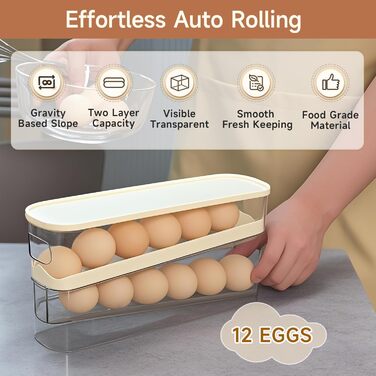 Організатор для яєць Virmate - 2 шт., світло-зелений та кремово-білий, для холодильника