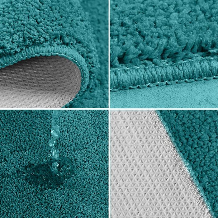 Набір килимків для ванної кімнати ELEOPTION (3 шт.) - ковзаючі, м'які, швидковисихаючі, для душу та туалету (зелений)