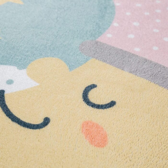 Домашній дитячий килимок Paco, круглий килимок для дитячої кімнати, дитячий килимок, нековзна зірка, місяць, слон, Веселка, розмір колір (діаметр 80 см круглий, Бірюзовий)