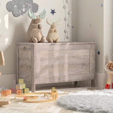 HOOBRO Лавка з ящиком для зберігання, іграшкова скриня з кришкою, тумба для взуття, лавка для сидіння, скриня для зберігання, міцна, безпечні петлі, спальня, вітальня, 76 см, білий EWT75CW01G1, білий (76 x 40 x 48 см, Greige)