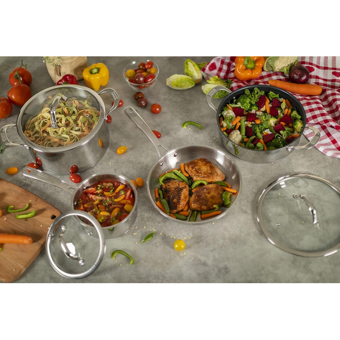 Сковорода KUHN RIKON Allround 24 см, незмінне покриття, нержавіюча сталь, для всіх типів плит (включно з індукційними), для швидкого обсмажування