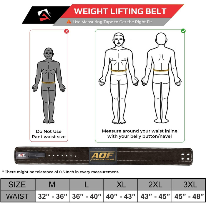 Пояс для важкої атлетики AQF шириною 10,2 см зі шкіряною підкладкою для силових тренувань, поперековий пояс із замшевою підкладкою товщиною 10 мм з пряжкою для тренувань, пояс для бодібілдингу для чоловіків і жінок 3XL чорний