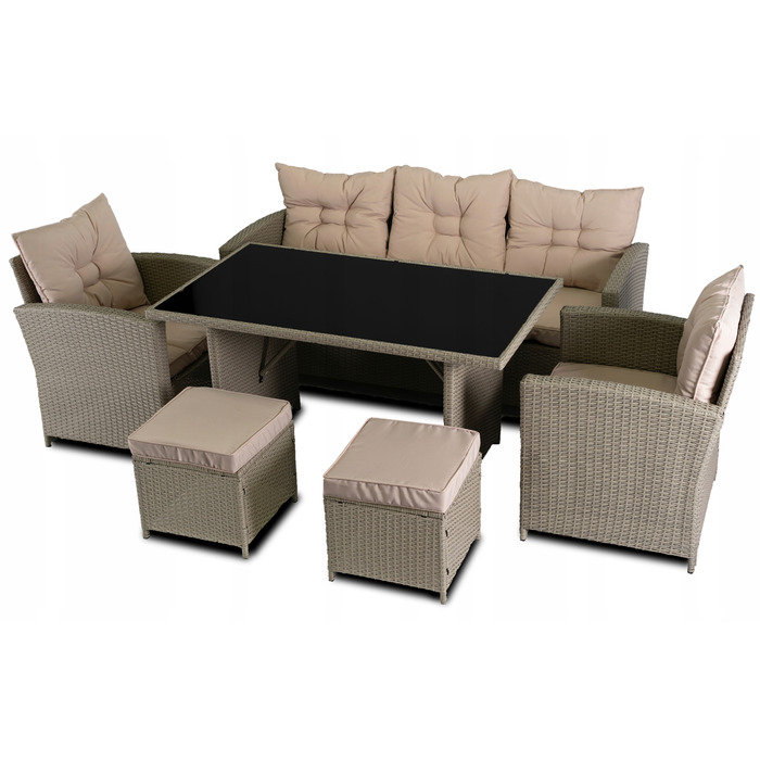 Комплект садових меблів із техноротанга MEBEL ELITE, бежевий, 6 предметів