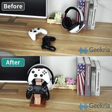 Підставка для геймпадів та навушників GEEKRIA з масиву дерева - універсальна для PS4/PS5/Xbox/Switch/8BitDo (колір: коричневий)