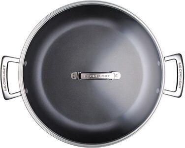 Пан з антипригарним покриттям Le Creuset, Ø 30 см, з кришкою, для всіх типів плит (в т.ч. індукційних), алюміній, сірий/срібний