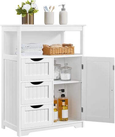 Шафка для ванної кімнати Yaheetech з 3 шухлядами та 1 дверцятами, регульовані полиці, 66 x 35 x 90 см