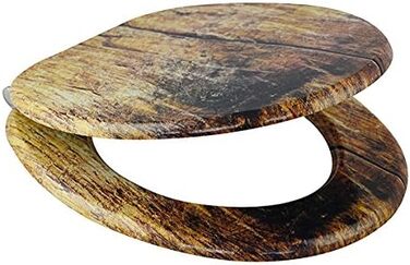 Сидіння для унітазу RUSTIKAL, дерев'яна серцевина, з механізмом плавного закриття, EDRU01SC