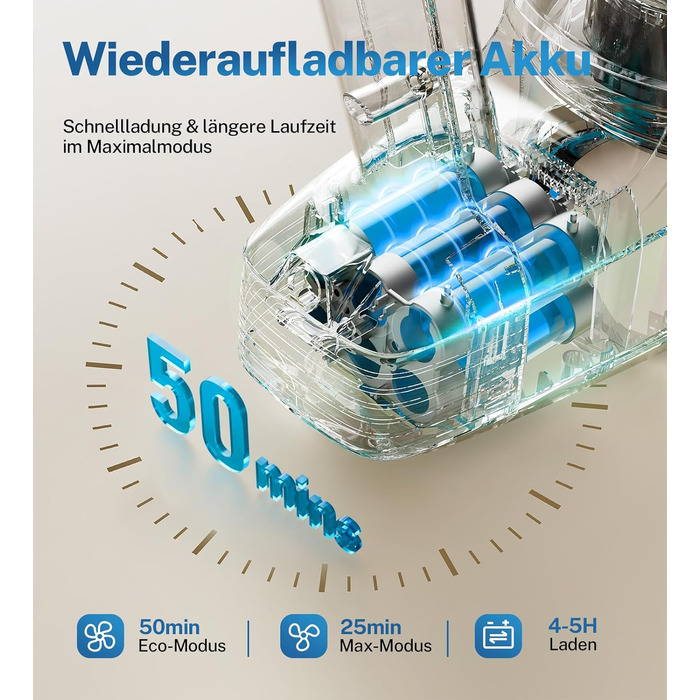 Бездротовий акумуляторний пилосос для дому, 25000Pa, 175W, 50 хвилин роботи, антизаплутана щітка, самостійна парковка, легкий, для килимів, твердих поверхонь, шерсті тварин (блакитний)