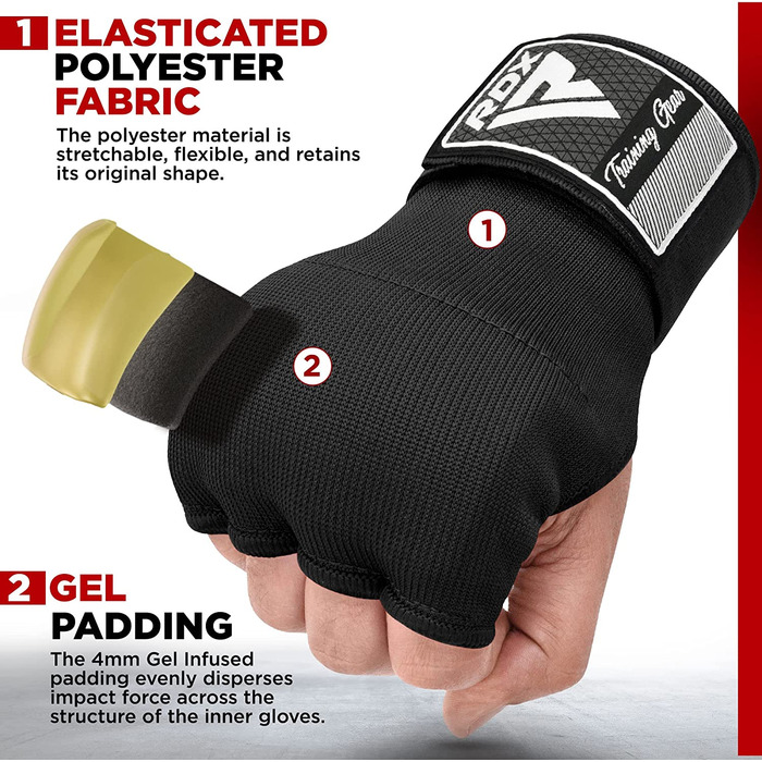 Гексоген внутрішні рукавички для тренувань з боксу ММА Муай Тай, еластичні боксерські бинти довжиною 75 см, пов'язки для рук для бойових мистецтв, спарингу, внутрішні боксерські Рукавички, боксерські рукавички для ударів по м'ячу, боксерські рукавички чор