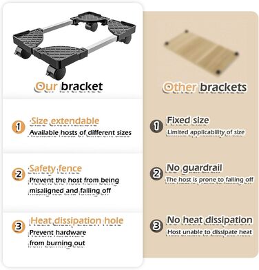 Підставка для комп'ютера SPORWAY: універсальна, на коліщатках, для під стола, білий/чорний