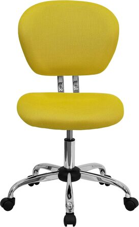 Офісне крісло Flash Furniture H-2376-F-WHT-GG, середня спинка, сітка, хромована основа, жовтий, без підлокітників