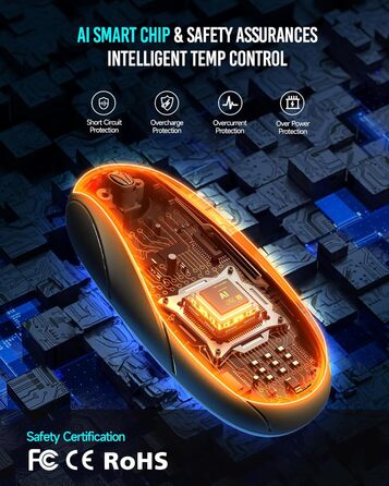 Електричний грієчка для рук 2-в-1 з магнітною основою та зарядним пристроєм, 14000mAh, 3 режими нагріву, для жінок, чоловіків, сімей, гольфу, полюванню та кемпінгу, чорний N7