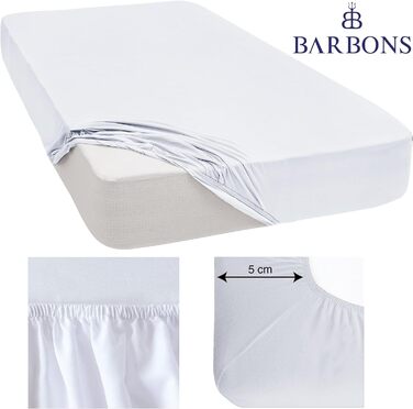 Простирадло BARBONS Premium Fitted Sheet 160x200 см сертифіковане Oeko-TEX, 100 бавовняне простирадло, простирадло з трикотажу, простирадло, висота матраца до 25 см ( 160x200 2 шт. ) (Простирадло 180x200 см (2 шт. ), Біле)