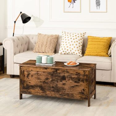 HOOBRO Скам'янка-лавка з ящиком для зберігання, іграшкова скриня з кришкою, полиця для взуття, скам'янка-скриня, міцна, безпечні петлі, спальня, вітальня, 76 см, білий EWT75CW01G1, білий (100 x 40 x 48 см, темно-коричневий)