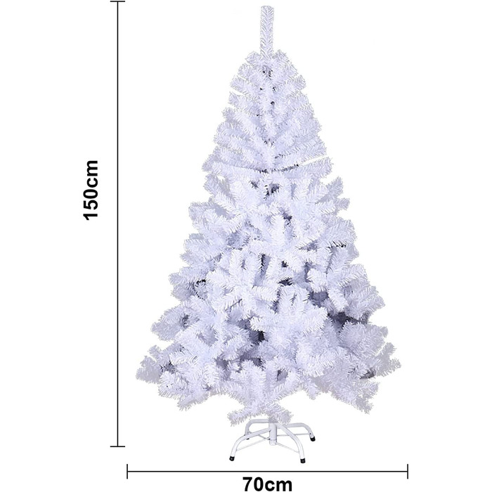Різдвяна ялинка Randaco, штучна Різдвяна ялинка з 650 наконечниками, вогнестійка ПВХ ялинка, Різдвяний декор зі штучного дерева (білий, 150 см)