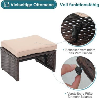 Садовий набір меблів з ротангу OC Orange-Casual 5 предметів: диван, крісла, столик, пуфи, подушки - бежевий