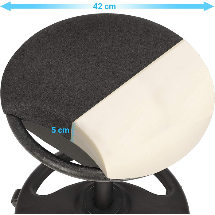 Високий робочий стілець SONGMICS з колесами, регульований, ергономічний, чорний (OSC007B01) - 59.5-81 см