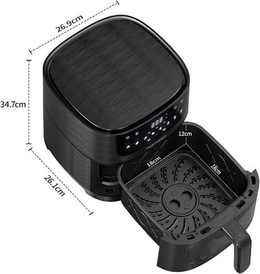 Фритюрниця повітряна 4л з вікном, без олії, 8-в-1, 30-200°C, 78 рецептів, антипригарне покриття, 60db