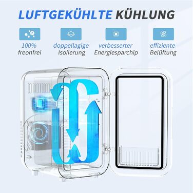 Міні-холодильник YASHE 6 л на 8 банок, портативний термоелектричний охолоджувач 220-240V AC/DC для авто, офісу, спальні та косметики, білий