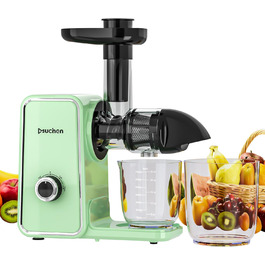 Мюхен Соковитискач Slow Juicer для овочів та фруктів з функцією реверсивного жування, легке очищення, тихий, безпечний та ефективний (зелений)