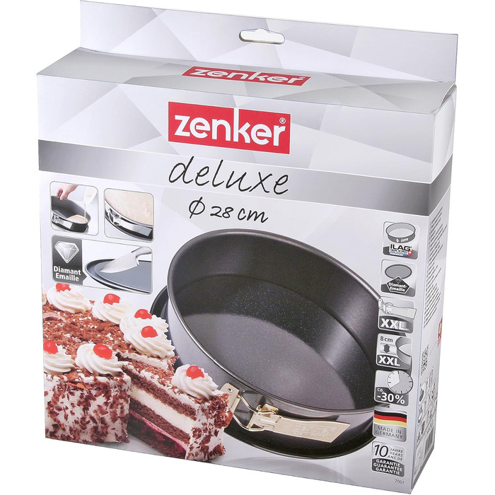 Форма для випічки Zenker Springform Deluxe з кришкою, діаметр Ø, з емальованим дном, для сочних тортиків на винос (колір: чорний металік), 1 шт.