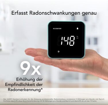Виявлення радону Ecosense EB100 EcoBlu: моніторинг за 10 хвилин, простий у використанні, білий (блакитний)