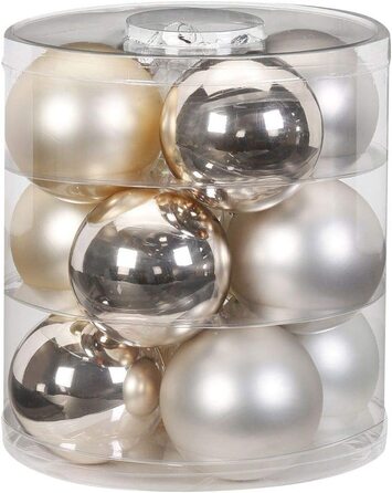 Чарівні ялинкові кулі скляні 8 см 12 шт. Колір ялинкових куль Cloud Dancer-біле шампанське кольору слонової кістки