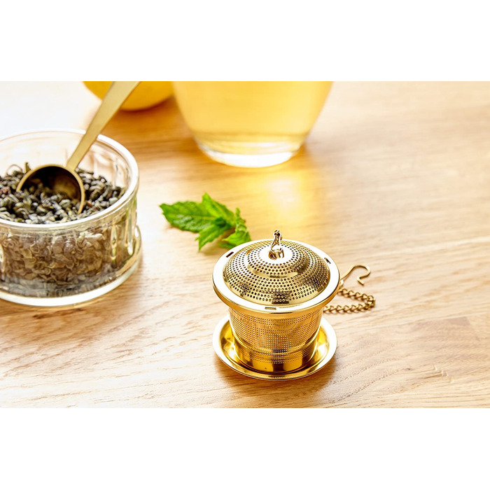 Ситечко для чаю Apace (набір з 2 шт. ) з чайною ложкою і піддоном для збору крапель-ультратонке заварювальне чайне яйце з нержавіючої сталі для заварювання розсипного чайного листя