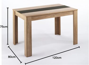 byLIVING Обідній стіл Nori: сучасний дизайн, ефект дуба, стільниця двостороння (чорний/білий), 120x80 см, H 75 см