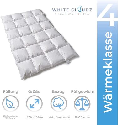 Пухова ковдра White Cloudz Graz 140x220 см - Зима (155x220 см, Warmth Class 4 - Extra Warm)