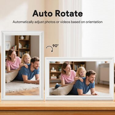Цифрова фоторамка Frameo 15.6 дюймів з Wi-Fi, 32ГБ пам'яті, HD IPS сенсорний екран 1920x1080, автоматичний поворот та підтримка додатка Frameo