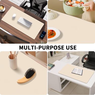 Килимок на стіл Niviy з екошкіри XXL (120x60 см), водонепроникний килимок для миші та захисна підкладка для офісу та дому, бежевий