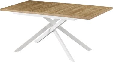 Розсувний обідній стіл B&D LARS 120-160 x 80 см для кухні, 4-6 осіб, стиль Industrial Modern, колір дикий дуб, чорне металеве підстав'я, 11202-XS-EIWL