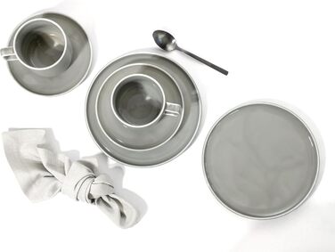Набір посуду CreaTable Chef Collection 18 предметів (6 персон), серія Grey, порцеляна, для кави, сумісно з мийною машиною та мікрохвильовкою, Made in Europe